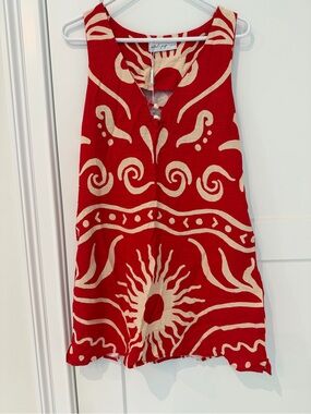 Petal & Pup Red and Cream Patterned Sleeveless Tunic small